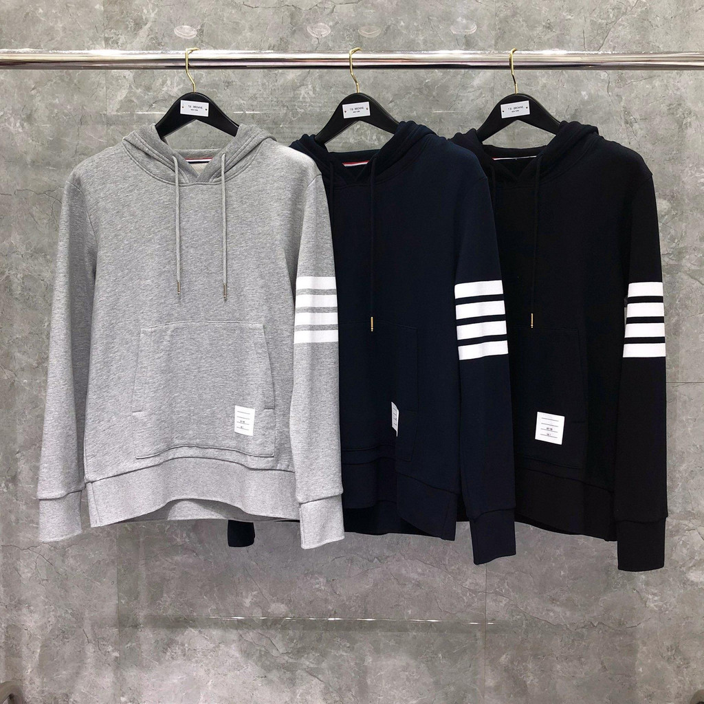 UYZX thombrowne Men's classic hooded sweatshirt, trendy loose pullover couple's hoodie, sports long 
