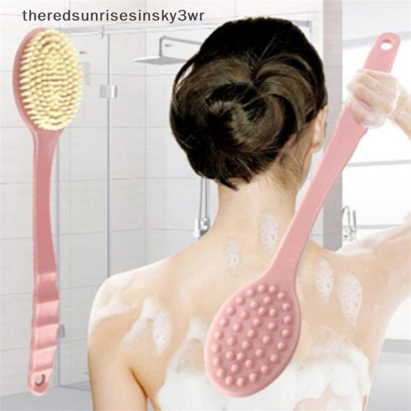 (the) Soft Body Scrubber Shower Exfoliating Scrubs Long Handle Bath Brush Exfoliator Skin Massager แปรงทําความสะอาดอุปกรณ์ห้องน้ํา (TH)