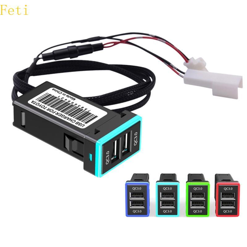 Feti QC3 0 5V 3A 9V 2A Dual USB Power Socket Quick Charge Car Charger อะแดปเตอร์ USB สําหรับโทรศัพท์