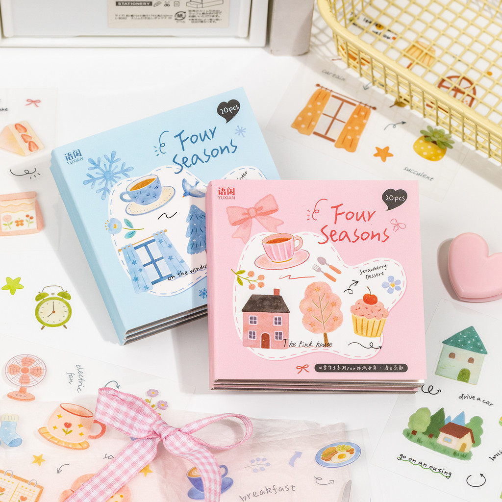 QOUZMO Four Seasons Signal Series 20 แผ่นกันน้ํา PET สติกเกอร์หนังสือ Fine Die-cut สติกเกอร์สําหรับ Journal ไดอารี่การ์ดเครื่องเขียนตกแต่ง