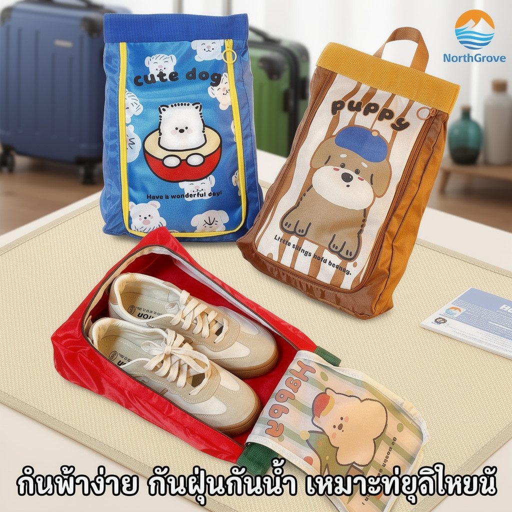 ถุงใส่รองเท้า ถุงเก็บรองเท้า กันน้ำ กันฝุ่น พกพา ซิปใส ความจุใหญ่ เดินทาง ยิม จัดระเบียบ