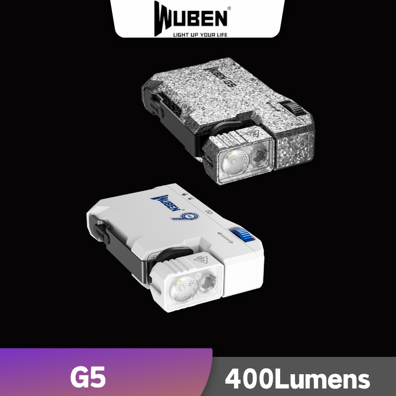 WUBEN G5 แสงสว่าง 400ลูเมน มินิไฟแชร์ Built-in น้ำหนักเบา พวงมาลัยหมุนได้ 180° และฐานแม่เหล็ก