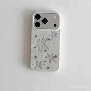 เคสโทรศัพท์ เหมาะสําหรับ iPhone ins Simple White Lily เหมาะสําหรับ iPhone17Pro/16/13/14 เคสโทรศัพท์ 13/12/11/xr เคสป้องกันที่ไม่ซ้ํากัน 4DXY