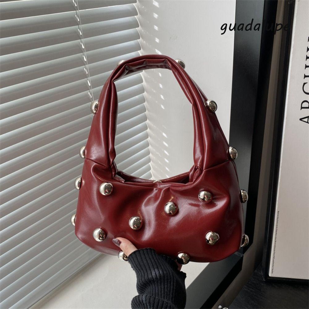 GUADALUPE1 Rivet Underarm Bag, Punk Style Y2k Rivet กระเป๋าสะพาย, แฟชั่น Cross Body Street PU หนังผู