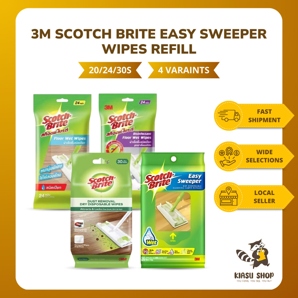 3M Scotch Brite Easy Sweeper Wipes รีฟิล – น้ํายาทําความสะอาดที่รวดเร็วและปราศจาก Hassle