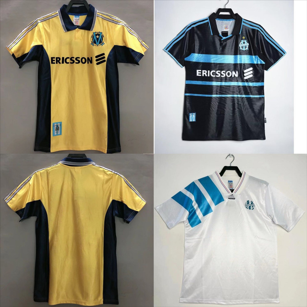 S-XXL Retro ซีซั่น 92/93 Marseille jersey 2 away เสื้อฟุตบอล 98-99-00 away เสื้อฟุตบอลแขนสั้นเสื้อฟุ