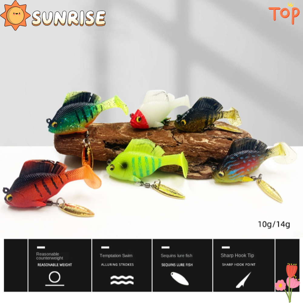 SUNRISE เหยื่อเบสอ่อนพร้อมตะขอตะกั่วและSwimBait แบบจิ๊กสลีปเปอร์สีเข้ม ทำจากซิลิโคน เหมาะสำหรับตกปลา Pike Trout