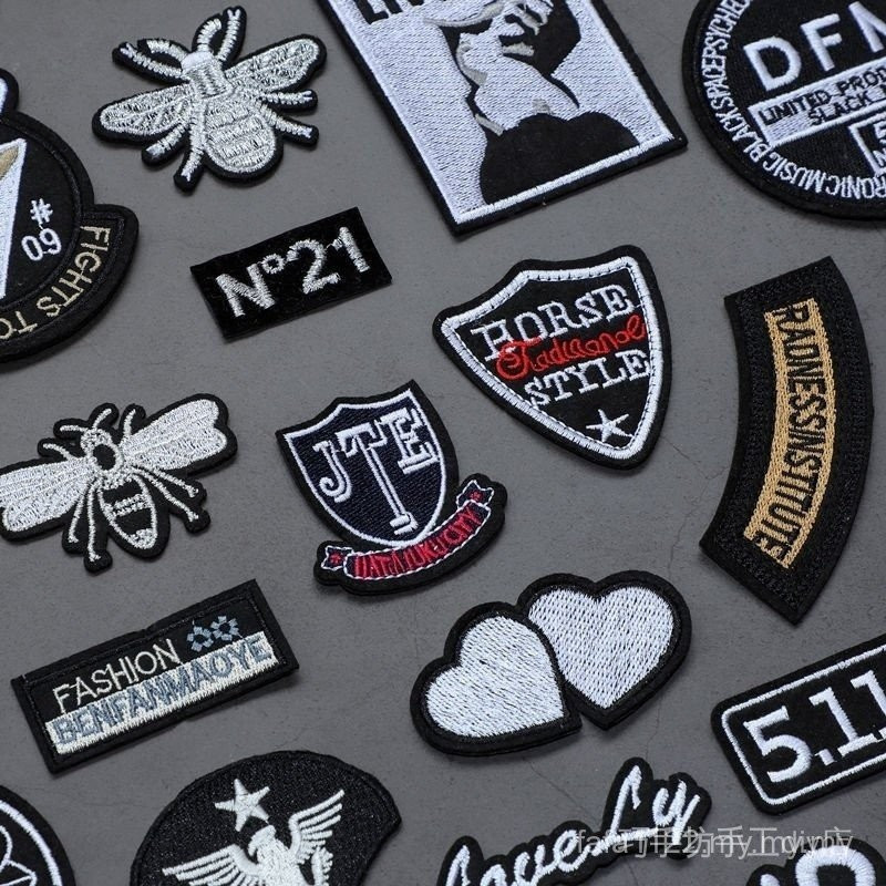 PATCH ผ้า PATCH PATCH สีดํา Self-Adhesive แฟชั่นป้ายเสื้อผ้า PATCH PATCH กางเกงยีนส์ตกแต่งซ่อม Hole 