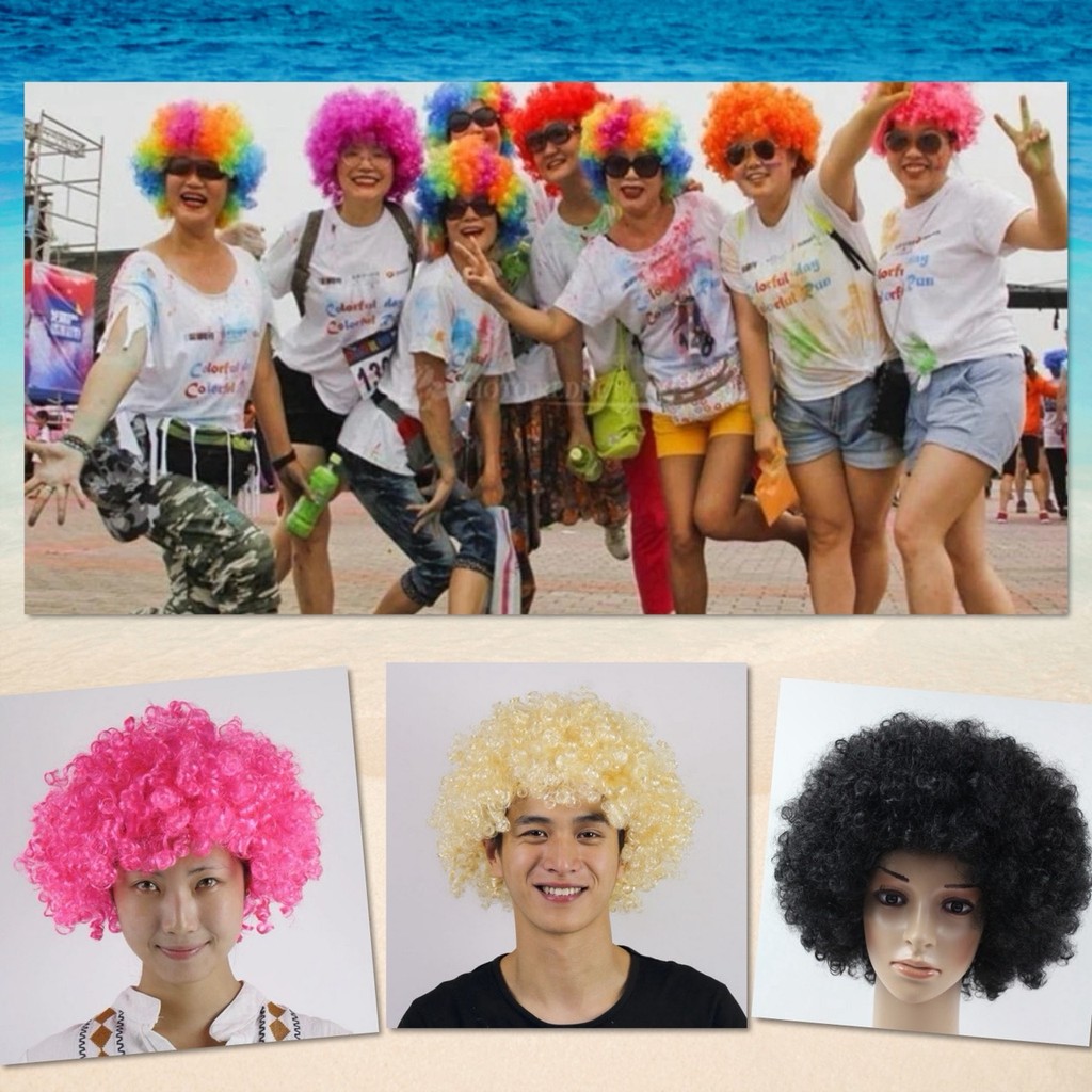 💕 วิกผม Afro วิกฟู วิกผมหยิก รุ่นฟูพิเศษ แอโฟร แฟนซี แฮร์พีช ตัวตลก แอฟโฟร่ ผมปลอม หัวฟู เกรดพรีเมี่ยม 💕