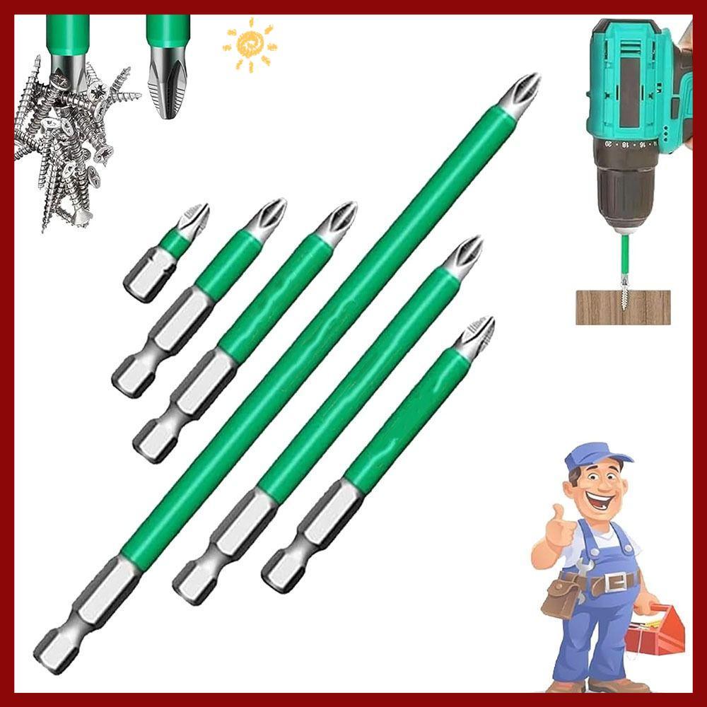 PTKFPT09 6 ชิ้นไขควงเจาะชุด Bit, PH2 Anti Slip 25-150 มม.ชุดแม่เหล็ก,ความทนทาน Strong Magnetic Cross