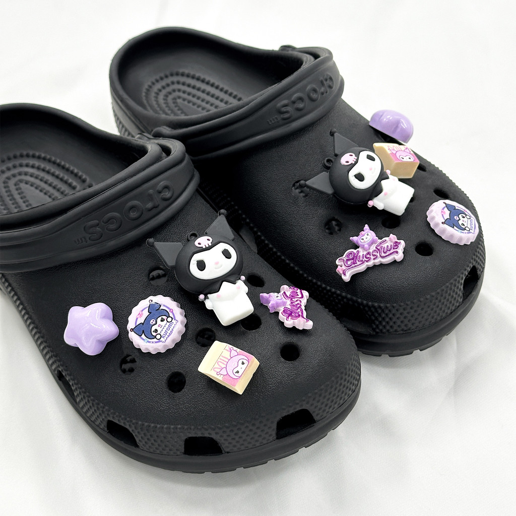 เครื่องประดับรองเท้าแบบคลิป Kuromi น่ารักสำหรับ Crocs