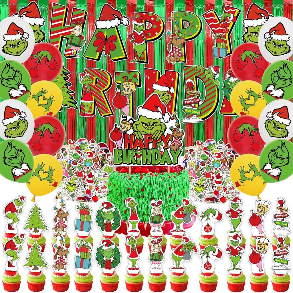 208 ชิ้น Green Monster ตกแต่งปาร์ตี้คริสต์มาส ตกแต่งวันหยุด สําหรับครอบครัว โรงเรียน และสํานักงาน ขอ