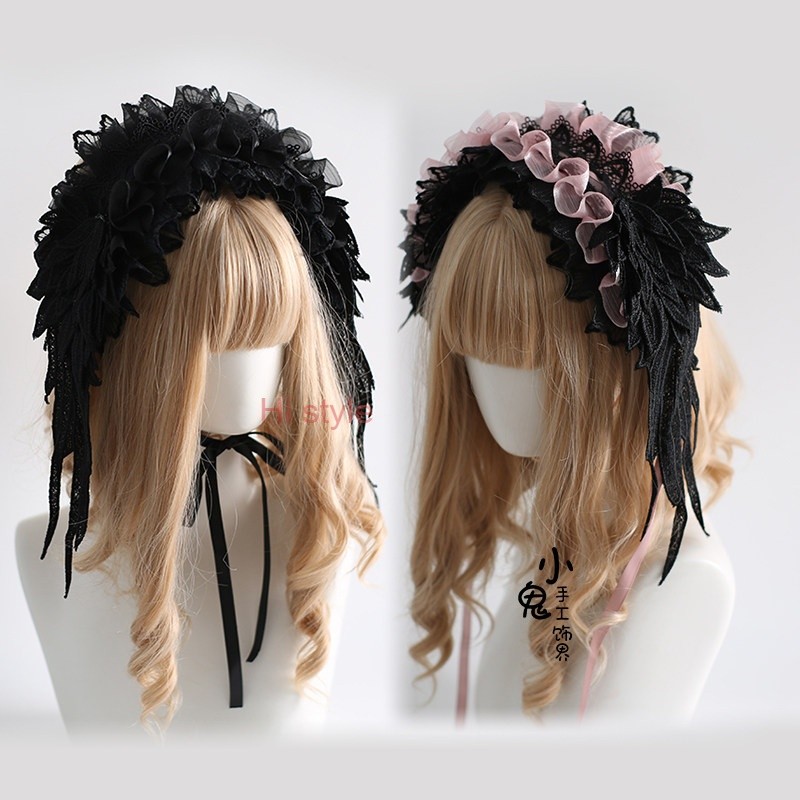 Halloween wing headband Dark Lolita Sparrow Feather headdress