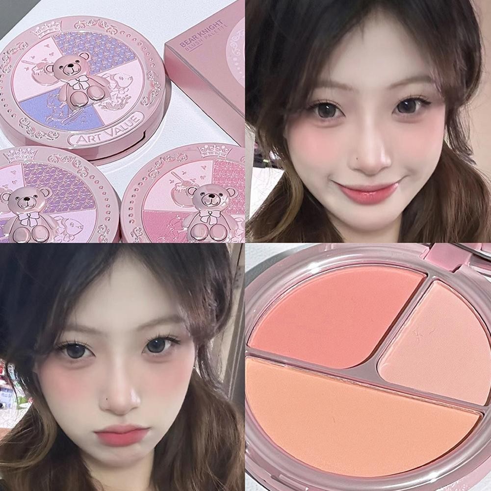 ZAII Art Value Tricolor Blush Plate High Pigment Plump Cheeks Smooth Palette Blush A6z2 ZAII