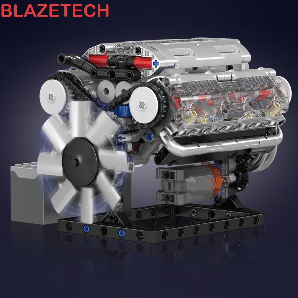 BLAZETECH V8 Engine Building Block, V8 กระบอกแบตเตอรี่การวิเคราะห์รถอิฐชุด, Scale Model Kit Motorize