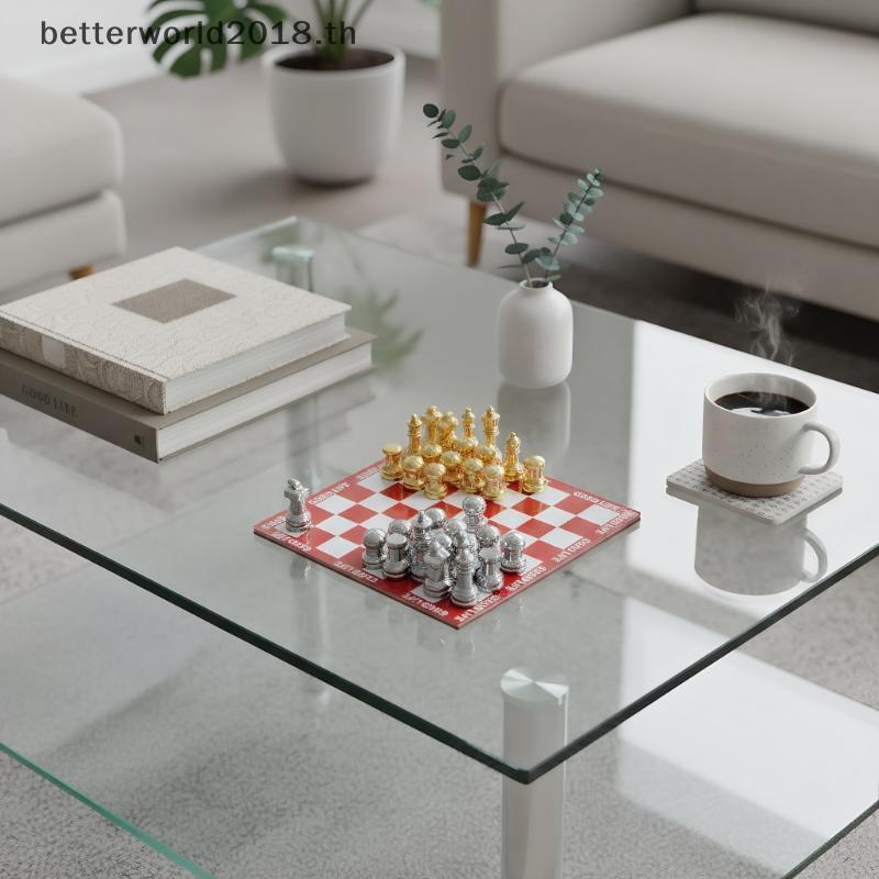 [bet] 1 ชุดตกแต่งฉาก 1:12 Dollhouse Miniature จําลองแม่เหล็กมินิกระดานหมากรุกเกมสีแดงตารางสําหรับตุ๊