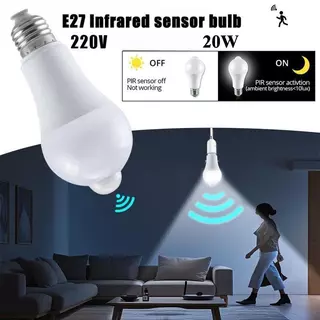 หลอดไฟ LED, E27, เซ็นเซอร์ตาแมวอินฟราเรด, หลอดไฟที่ละเอียดอ่อน, ประหยัดพลังงาน, เปิด/ปิดอัตโนมัติ, การตรวจจับอัจฉริยะ