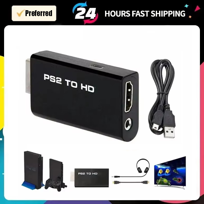 PS2 ถึง HDMI รองรับ 480i/480p/576i Audio Video Converter อะแดปเตอร์ 1080P เต็มรูปแบบพร้อมเอาต์พุตเสี