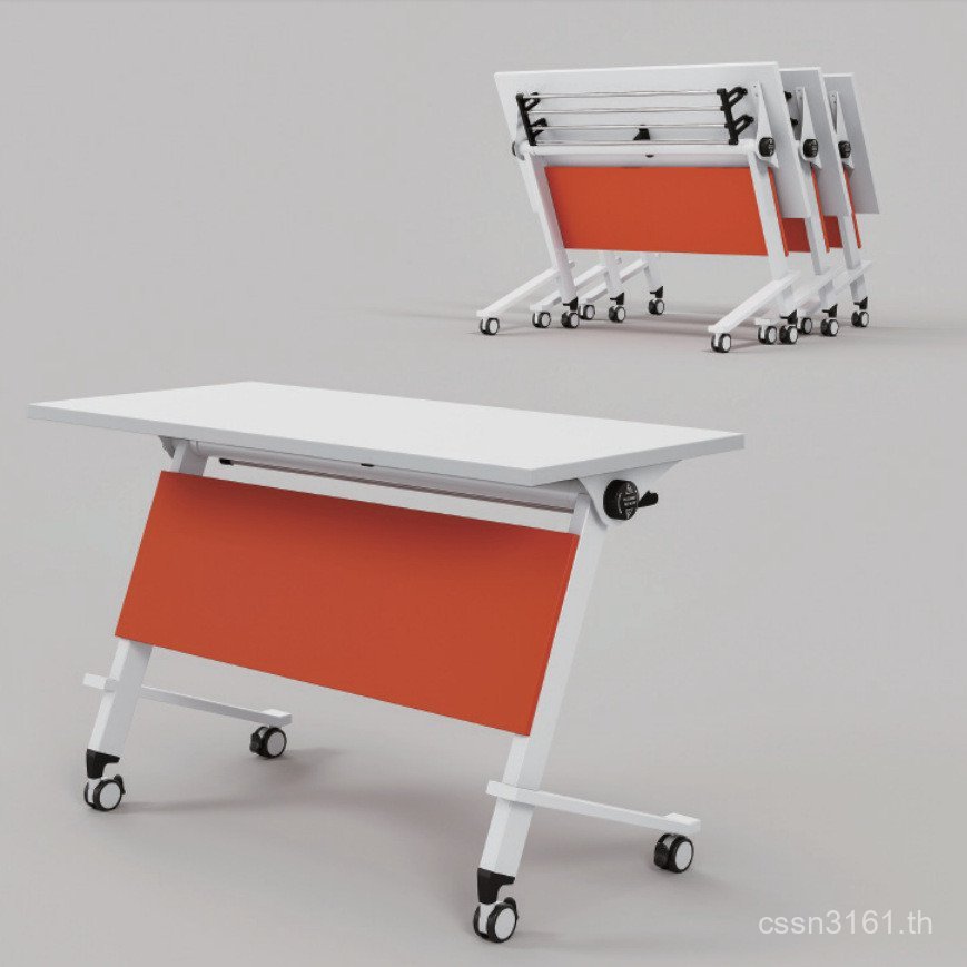 Flip Table Movable Long Table Training Table เก้าอี้มีล้อโต๊ะประชุมพับรวมกันสามารถ Spliced Office XF
