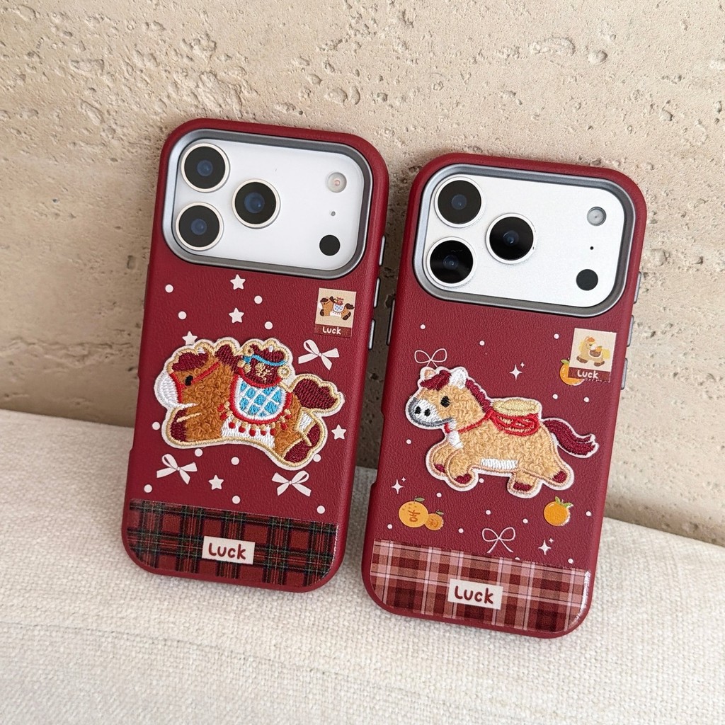 สไตล์จีนทําให้โชคลาภปักม้าปีใหม่สีแดงหนังPUเคสโทรศัพท์สําหรับiPhone 17Promax 12 13 14 15 16 Pro Max 17Proกันกระแทกผู้หญิงมือถือฝาครอบปลอก - รูปที่ 6