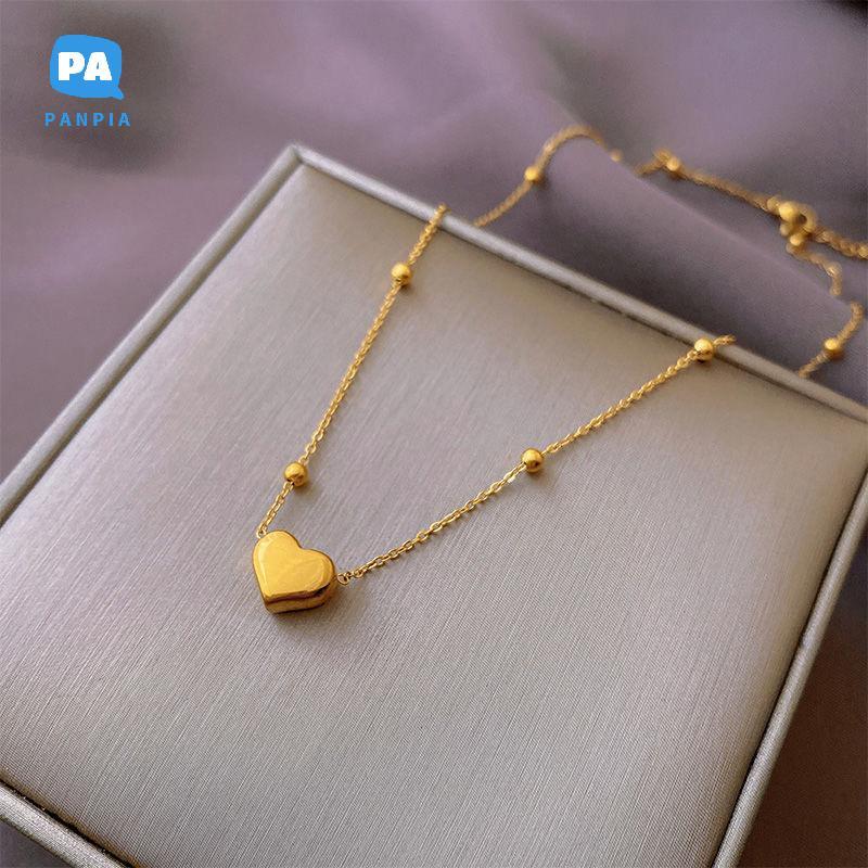 [NBI] Minimalist Stylish Tiny Hearts จี้สร้อยคอสร้อยคอไทเทเนียมเหล็ก Clavicle Chain สําหรับสุภาพสตรี