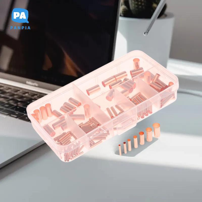 [NBI] 125/250/414/578 ชิ้น Non ฉนวนไฟฟ้า Butt Terminal Assortment Kit Wire Ferrules ชุด 7 ขนาดทองแดง