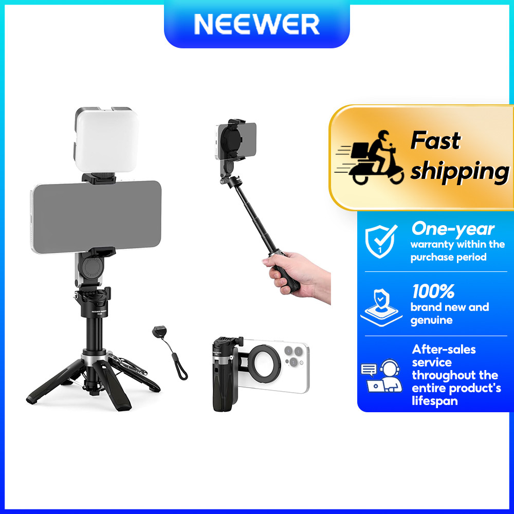 NEWEER BASICS ไม้เซลฟี่แม่เหล็ก ขาตั้งกล้องเข้ากันได้กับ iPhone, PA985 สีดํา