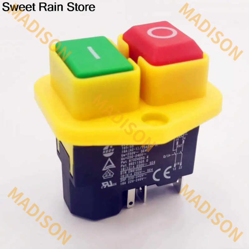 1PC KJD17B สวิตช์ปุ่มกด 220V-240V 16A 5-pin 4-pin ไฟฟ้าเครื่องมือสวิทช์