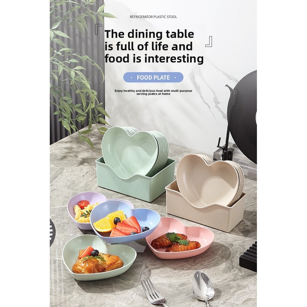 Creative Simple Snack Plate หนา Shock-Resistant Spit Bone Plate จานผลไม้พลาสติกรูปหัวใจ Shock-proof 