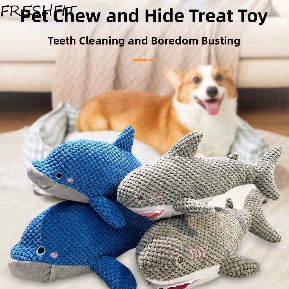 FRESHFIT Squeaky ของเล่นสุนัข, Dolphin Speak Up สัตว์เลี้ยงบีบของเล่นเสียง, ทนทานกัดรูปสัตว์นุ่มสัตว์เลี้ยง Chew Plush ของเล่น Tug-of-war เกม