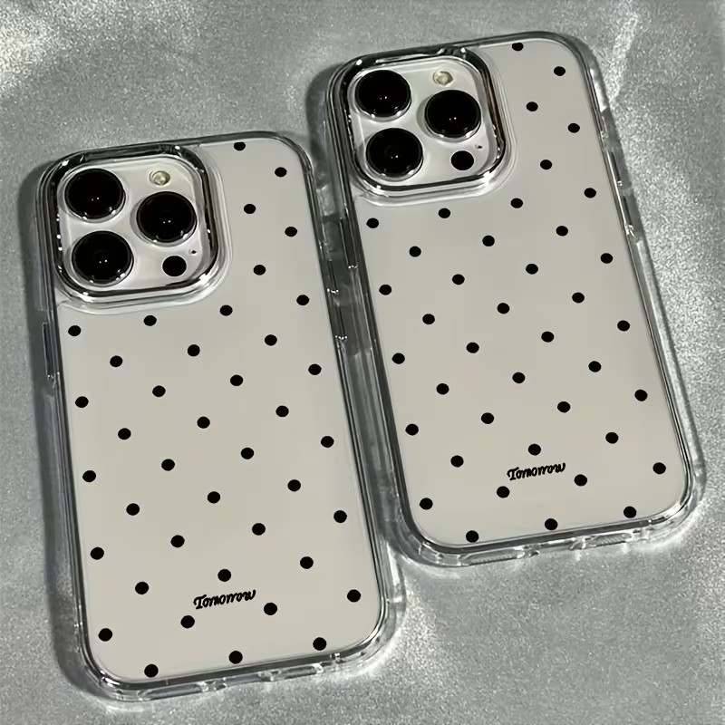 Simple สีดํา Polka Dot เคสโทรศัพท์สําหรับ iPhone 17 Air 16 Pro Max 15 14 Plus 13 12 11 X XS XR 7 8 16E SE2 กันกระแทกปกหลัง