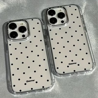 Simple สีดํา Polka Dot เคสโทรศัพท์สําหรับ iPhone 17 Air 16 Pro Max 15 14 Plus 13 12 11 X XS XR 7 8 16E SE2 กันกระแทกปกหลัง