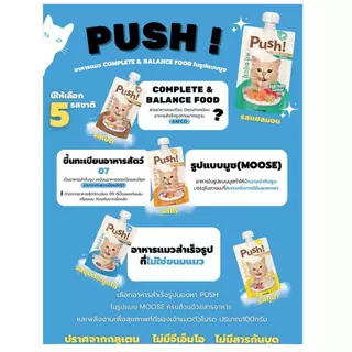 [ยกกล่อง 10 ซอง] Push พุช อาหารเปียกแมว สูตร Complete & Balanced เนื้อมูสนุ่ม ทานง่าย ขนาด 100 กรัม