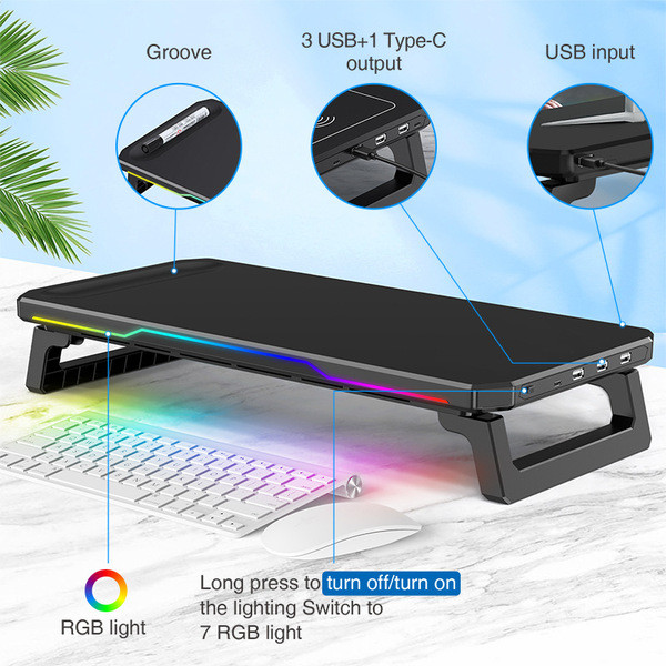 ขาจับจอคอม ขาตั้งจอคอม R RGB Display Stand Assembly-Free คอมพิวเตอร์เดสก์ท็อปยกระดับ Rack HUB Ergono