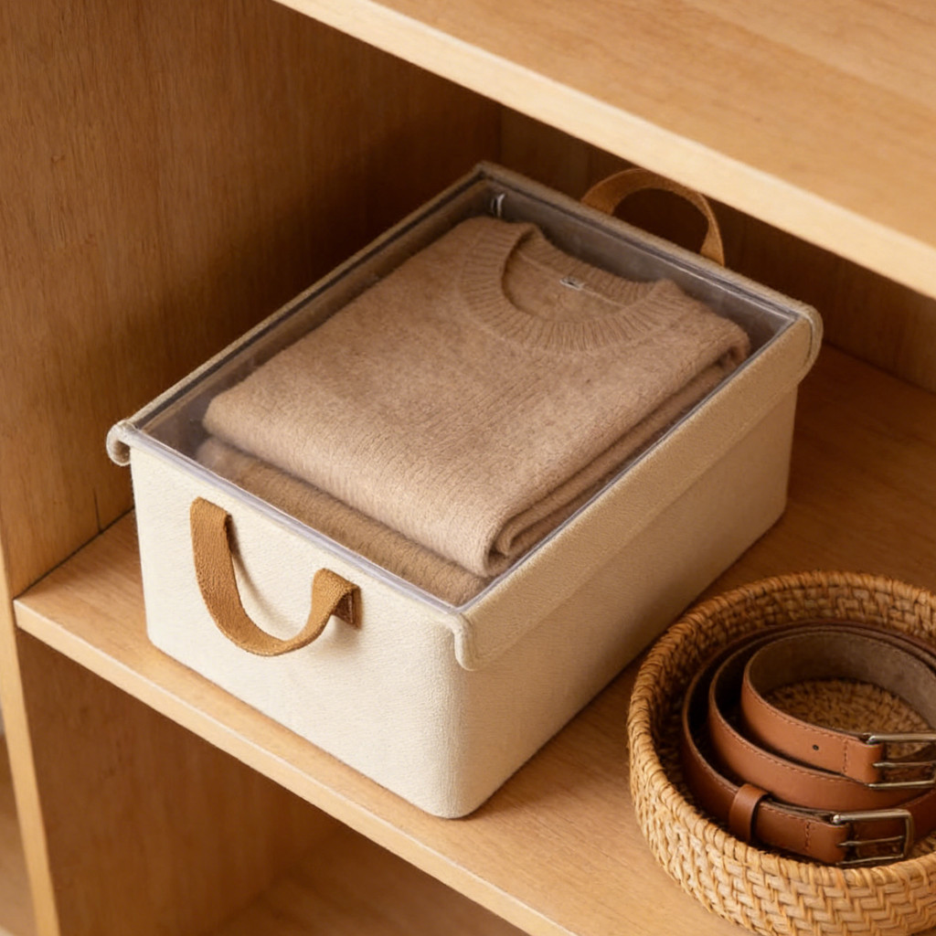 กล่องใส่ของ กล่องใส่ผ้า พับได้ มีฝาปิด กล่องเก็บของโครงเหล็ก ผ้าฝ้ายลินิน ใส่เสื้อผ้า KKHOME - รูปที่ 4