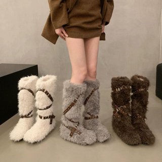 รองเท้าบูทสุภาพสตรี หิมะขนยาว มีระบบกันลื่น ไซซ์ 35-40