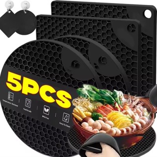 เสื่อซิลิโคนทนความร้อนมัลติฟังก์ชั่น 1/3/5 ชิ้น - ที่รองแก้ว…