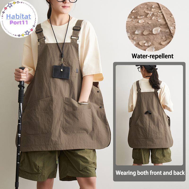 HabitatPort ผ้ากันเปื้อน Workwear ผ้ากันเปื้อนครัวกันน้ํามันแบบปรับได้กันน้ําร้านตัดผม Smock Catering Milk Tea Coffee Shop th