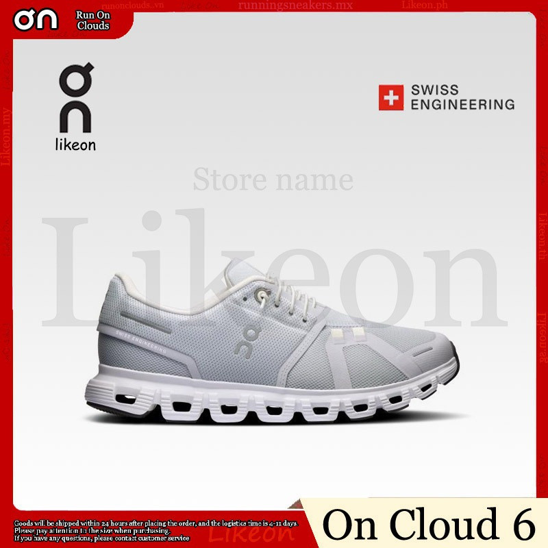 On Cloud 6 รองเท้าวิ่งกันลื่นระบายอากาศลําลองเบาะใหม่สําหรับผู้ชายและผู้หญิงสีเทา 5MSQ K43I