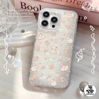 สำหรับ เคสไอโฟน16 เคส แมวโบว์ผีเสื้อลายเปลือกหอย For IPhone 13 16 14 12 11 15 17 Pro Max XR XS X 7 8 16Plus เคสไอโฟนสวยๆ
