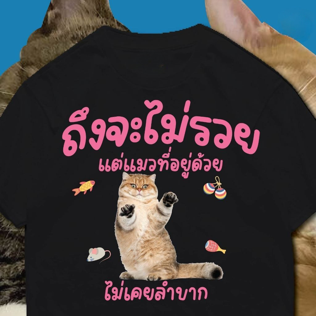 YOUNG T ( พร้อมส่งเสื้อเฮีย ) M~3XL  เสื้อ ถึงจะไม่รวย แต่แมวที่อยู่ด้วย หลากสี ผ้าCotton 100% ราคา ถูกที่สุด ดีลบีเคเค แกลเลอรีภาพที่ 5