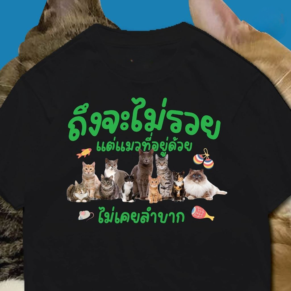 YOUNG T ( พร้อมส่งเสื้อเฮีย ) M~3XL  เสื้อ ถึงจะไม่รวย แต่แมวที่อยู่ด้วย หลากสี ผ้าCotton 100% ราคา ถูกที่สุด ดีลบีเคเค แกลเลอรีภาพที่ 9