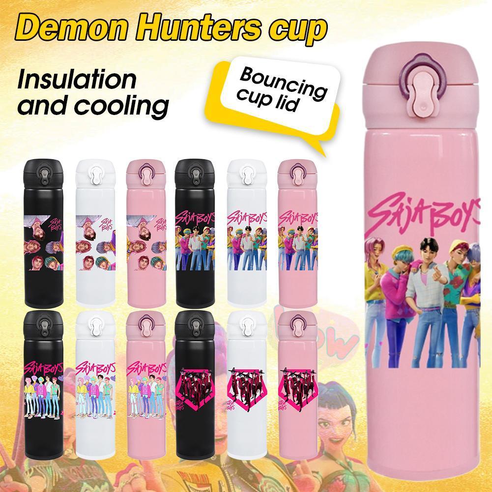 500ml Kpop Demon Hunters การ์ตูนสแตนเลสความร้อน – ถ้วยแบบพกพา,ขวด As วันเกิด O7p5