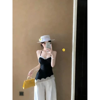 Rosie🌸พร้อมส่ง 🥨เสื้อซาตินลูกไม้สายเดี่ยวทรงเข้ารูปสุดเลิศความพรีเมียมสูง ดีไซน์ผูกหลังชายนุ่มแฟชั่นเซ็กซี่สาวๆ