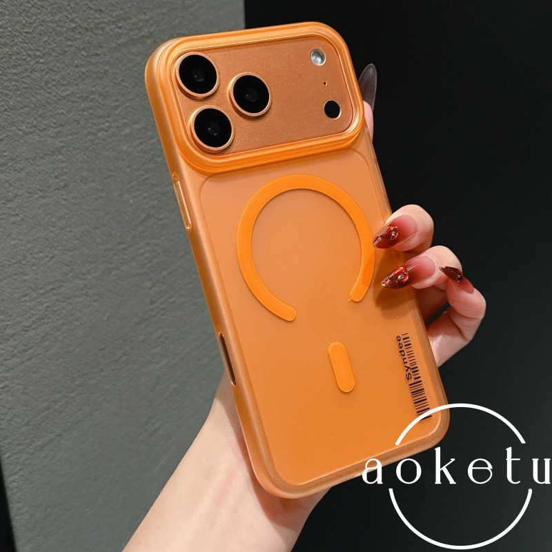 นุ่มลื่นใหม่ แอปเปิล 17 ชุดเคสโทรศัพท์เหมาะสําหรับ ไอโฟน 17 โปรแม็กซ์ สีส้ม 16/15 ผิวเคลือบแม่เหล็กดูด 14 บางเฉียบกระจายความร้อน พีซี เคสแข็ง