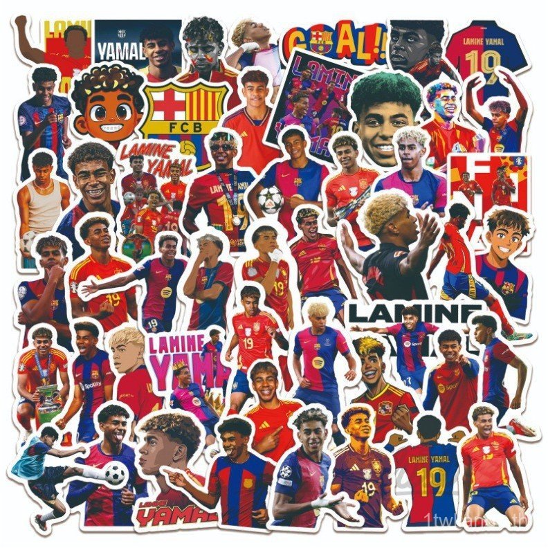 50 แผ่น Football Star Yamal สติ๊กเกอร์มือถือคอมพิวเตอร์คู่มือสติกเกอร์กันน้ํา Lamine Yamal D65M