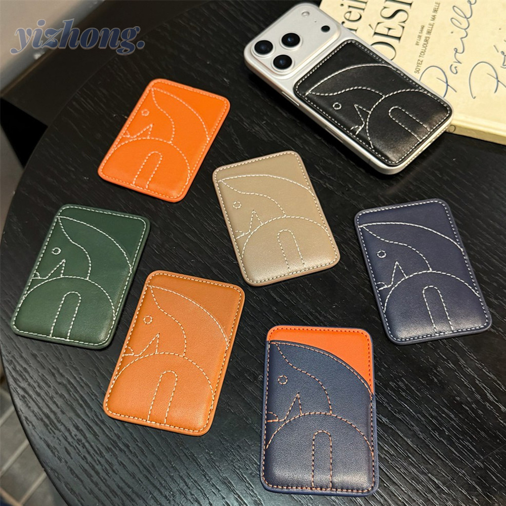 Magnetic Attraction Card Holder PU หนัง All-match แฟชั่น Horser รูปแบบคู่การ์ดอุปกรณ์เสริมสําหรับ Naked โทรศัพท์มือถือ Magsafe ฝาครอบแท็บเล็ต ราคา ถูกที่สุด ดีลบีเคเค