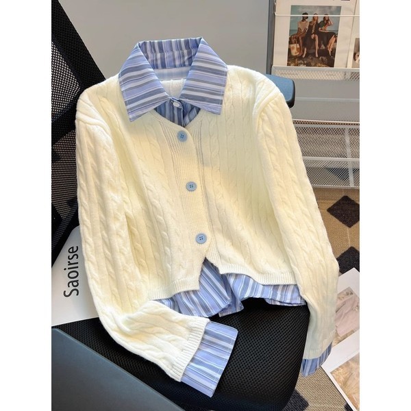 สเวตเตอร์ เสื้อ sweater sculptor sweater แจ็คเก็ตถักสไตล์ฝรั่งเศสสำหรับผู้หญิง ฤดูใบไม้ร่วงและฤดูหนา