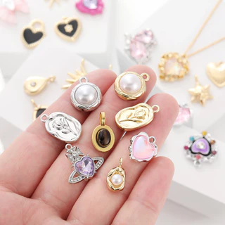St.kunkka จี้เพชรแก้วอัลลอยลายจุดจี้เพชรหลายสไตล์สำหรับสร้อยคอ DIY สร้อยข้อมือ1ชิ้น