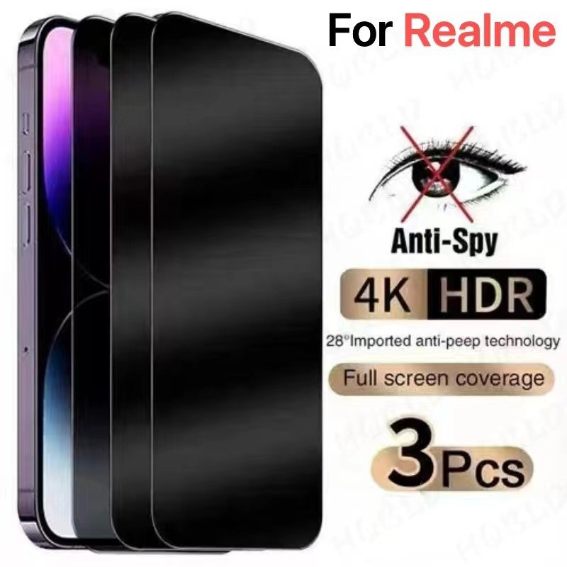 1-3 ชิ้น Anti-Spy ความเป็นส่วนตัวกระจกนิรภัยสําหรับ Realme 5i 6i 8i 9i 6 7 8 11 12 5 9 10 Pro Plus V